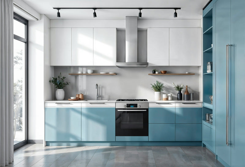Kitchen storage containers and organizers neatly arranged in a clean and organized kitchen space
