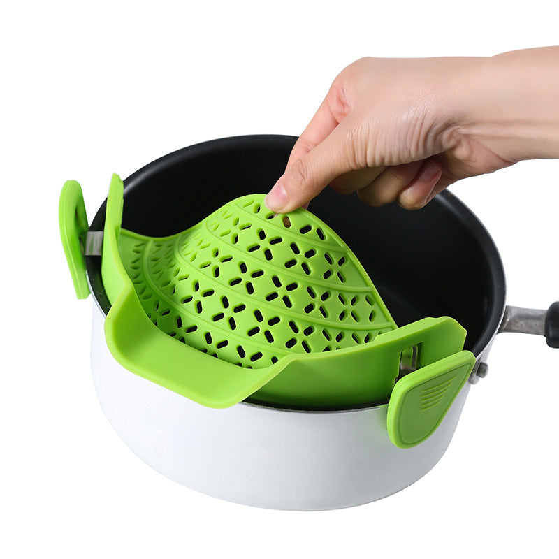 Silicone Pot Side Drain Strainer | Clip-On Kitchen Drainer