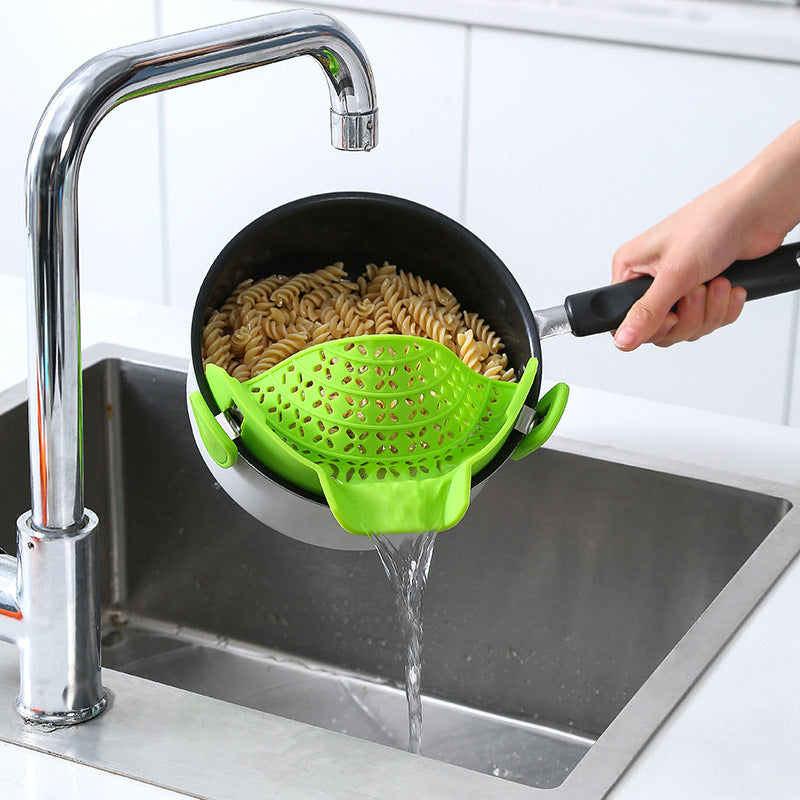 Silicone Pot Side Drain Strainer | Clip-On Kitchen Drainer