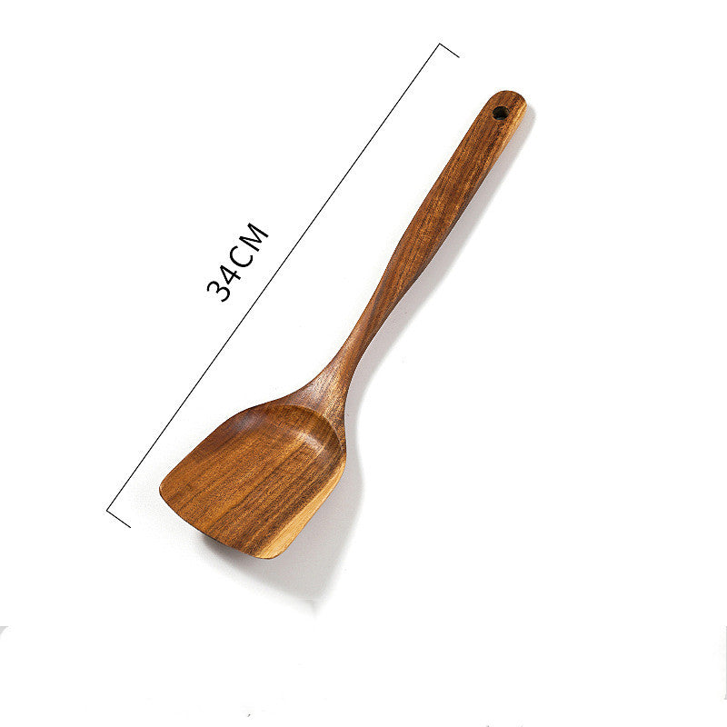 Solid Wood Cooking Spatula | Non-Stick Wok Stir Fry Tool