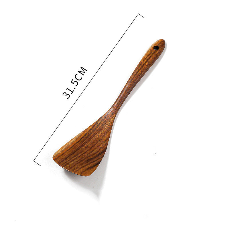 Solid Wood Cooking Spatula | Non-Stick Wok Stir Fry Tool