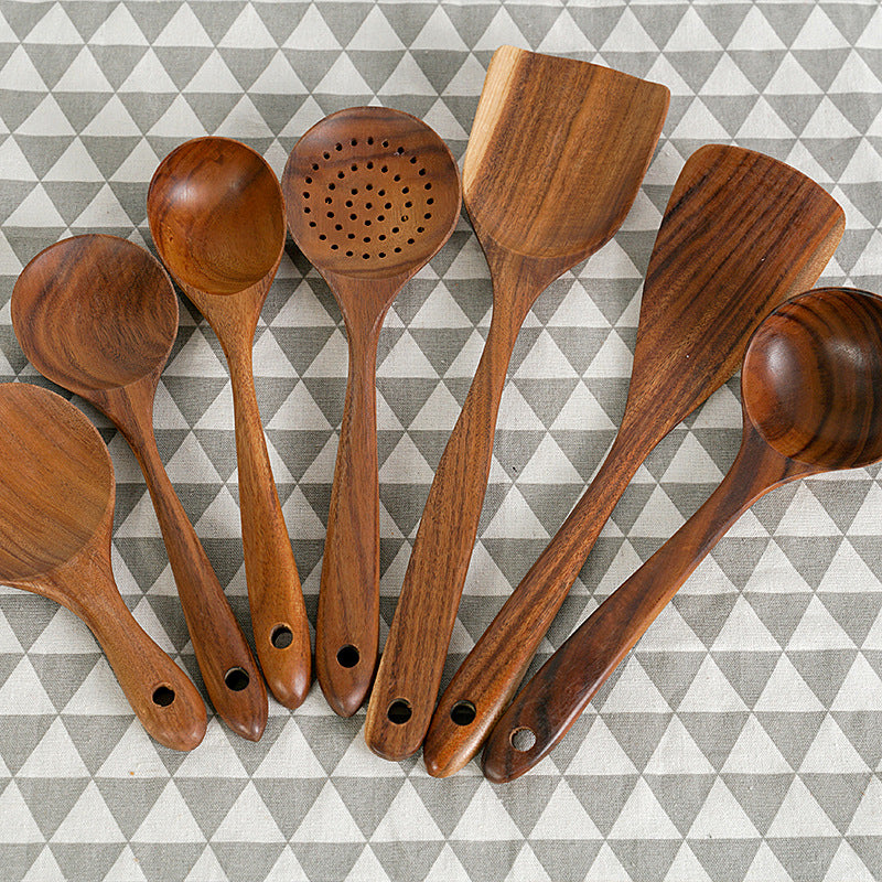 Solid Wood Cooking Spatula | Non-Stick Wok Stir Fry Tool