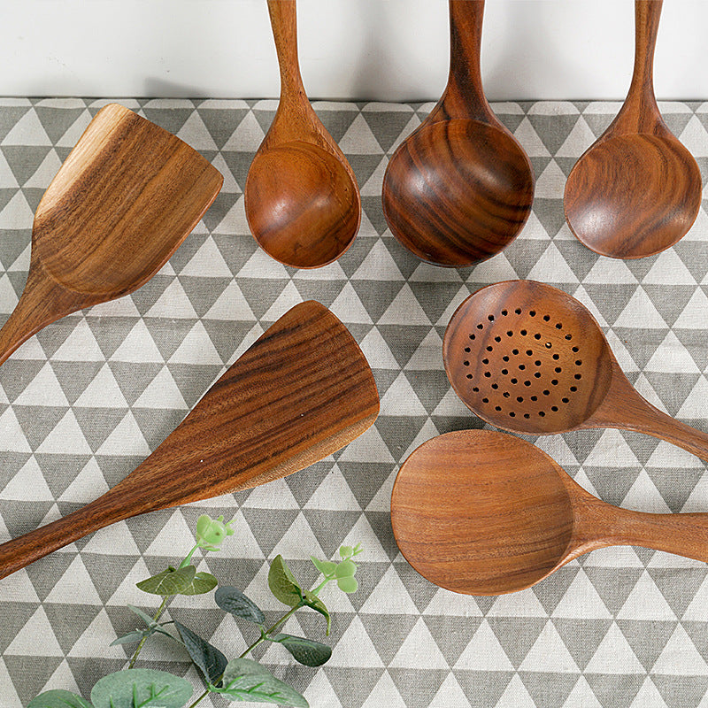 Solid Wood Cooking Spatula | Non-Stick Wok Stir Fry Tool