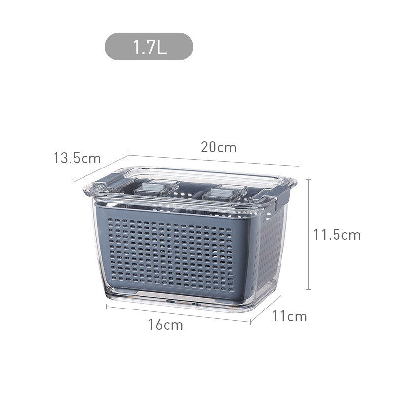 Refrigerator Storage Container with Drain Tray | Fruit & Vegetable Organizer