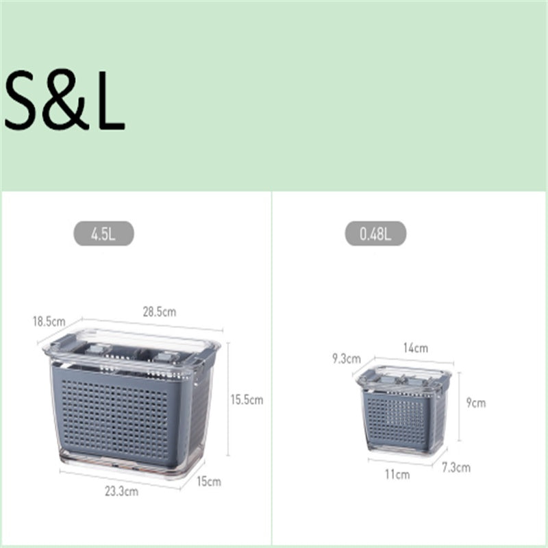 Refrigerator Storage Container with Drain Tray | Fruit & Vegetable Organizer