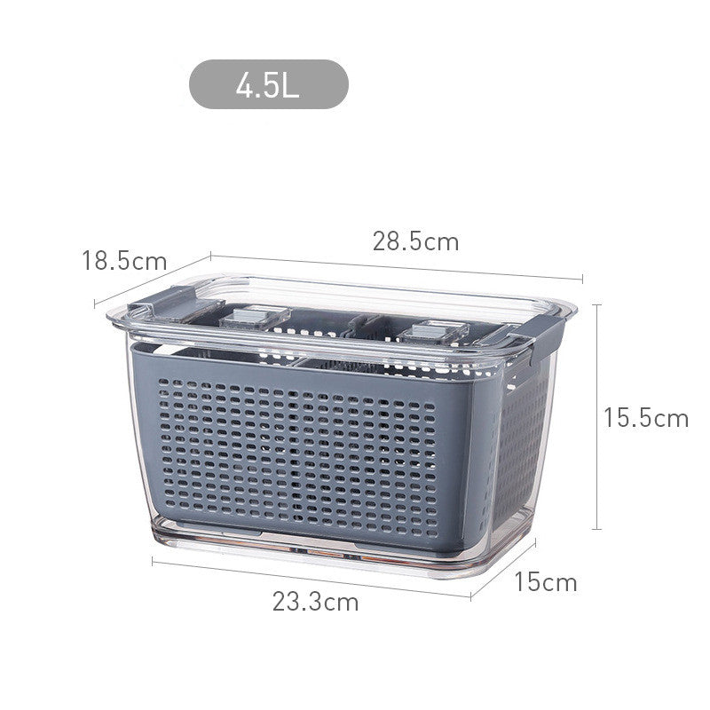 Refrigerator Storage Container with Drain Tray | Fruit & Vegetable Organizer