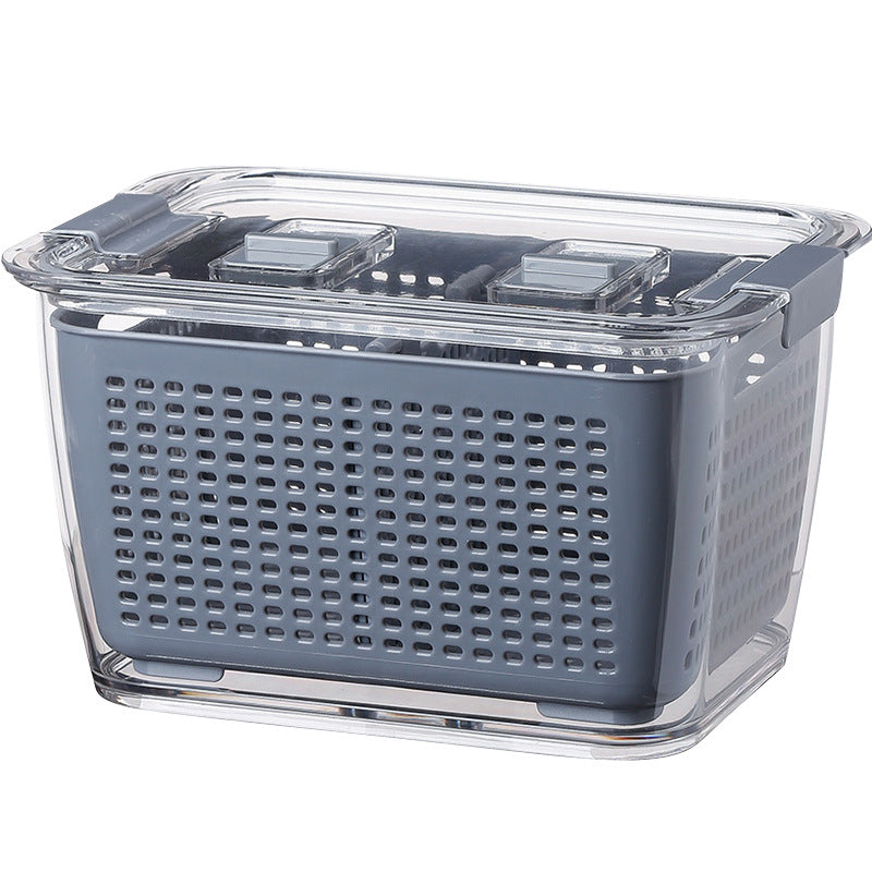 Refrigerator Storage Container with Drain Tray | Fruit & Vegetable Organizer