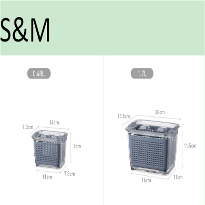 Refrigerator Storage Container with Drain Tray | Fruit & Vegetable Organizer