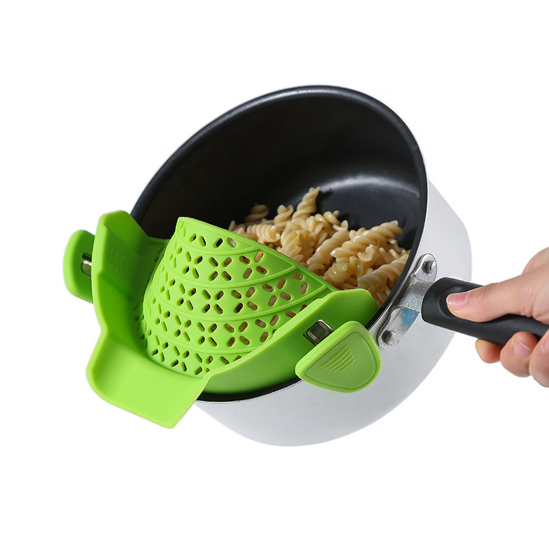 Silicone Pot Side Drain Strainer | Clip-On Kitchen Drainer