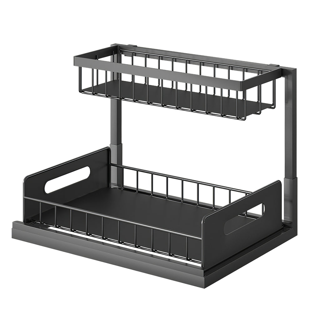 2-Tier Under Sink Organizer with Sliding Drawer | Kitchen Storage Shelf